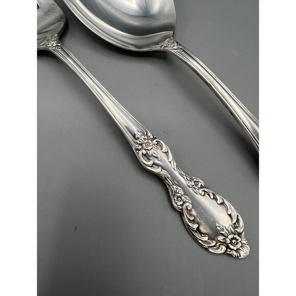 Wm Rogers GRAND ELEGANCE Silver-Plated Ornate Serving Spoon & Meat Fork Set VTG - Picture 3 of 13